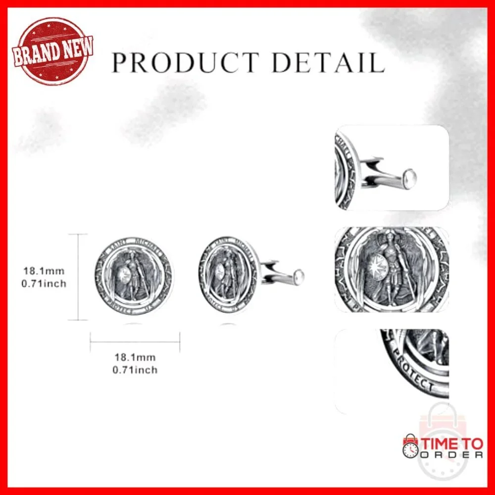 Sterling Silver Saint Michael Cufflinks, Archangel Design, 925 Silver